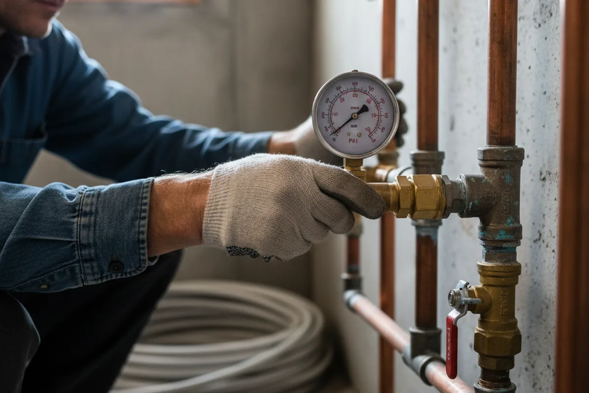 Pressure testing a repaired line during Water Line Repair in Sutter Creek